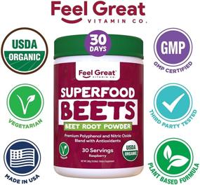 img 2 attached to 🌿 Beet Root Powder Organic Superfood by Feel Great Vitamin Co. - Natural Nitric Oxide Supplement for Boosted Energy* and Enhanced Blood Flow, Immune System Support