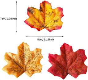 img 2 attached to Яркий 12-пакет мини-наполнителей для искусственных тыкв с кленовыми листьями - идеально подходит для хэллоуина и украшений, аксессуаров для дня благодарения на вечеринку (оранжевый)