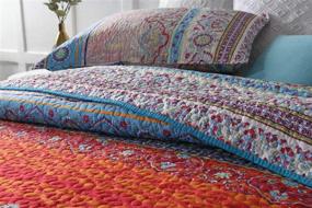 img 1 attached to 🛏️ Top-rated Bohemian 3-Piece Exotic Style Patchwork Bedspread Quilt Set Queen - Unmatched Quality and Design