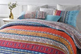 img 3 attached to 🛏️ Top-rated Bohemian 3-Piece Exotic Style Patchwork Bedspread Quilt Set Queen - Unmatched Quality and Design