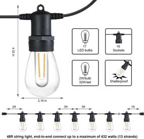 img 3 attached to SUNTHIN 2 Pack 48ft Outdoor String Lights with Shatterproof LED Bulbs - Perfect for Patio, Backyard, Party, Porch, Bistro, Cafe Bar, Garden Outdoor Decor