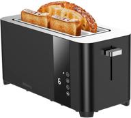 🍞 bbday 4 slice long slot toaster with lcd display touchscreen - stainless steel, 6 bread shade settings, removable crumb tray, 1300w - black logo