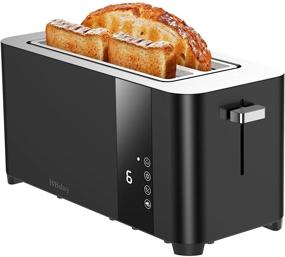 img 4 attached to 🍞 BBday 4 Slice Long Slot Toaster with LCD Display Touchscreen - Stainless Steel, 6 Bread Shade Settings, Removable Crumb Tray, 1300W - Black