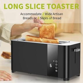 img 3 attached to 🍞 BBday 4 Slice Long Slot Toaster with LCD Display Touchscreen - Stainless Steel, 6 Bread Shade Settings, Removable Crumb Tray, 1300W - Black