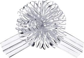 img 4 attached to 🎀 24-Piece Large Silver Organza Pull Bow Set: Perfect for Wedding Baskets, Wrapping & Decoration - 6 Inches Diameter