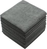 🔵 fast drying gray microfiber dish cloths - 10 pack, 12x12 inch, ultra absorbent kitchen dish rags for quick washing and cleaning logo