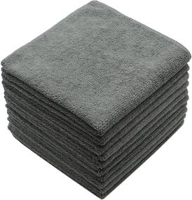 img 4 attached to 🔵 Fast Drying Gray Microfiber Dish Cloths - 10 Pack, 12x12 Inch, Ultra Absorbent Kitchen Dish Rags for Quick Washing and Cleaning