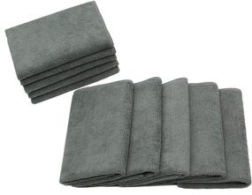 img 2 attached to 🔵 Fast Drying Gray Microfiber Dish Cloths - 10 Pack, 12x12 Inch, Ultra Absorbent Kitchen Dish Rags for Quick Washing and Cleaning