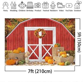 img 1 attached to 🎃 7x5ft Mocsicka Fall Red Farm Backdrop - Autumn Thanksgiving Rustic Farmland Harvest Pumpkin Halloween Patch Background for Photography - Vinyl Baby Shower Banner Decoration Party Supplies - Photo Booth