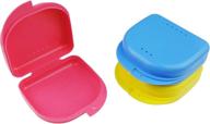 🦷 zelerdo 3 pack retainer mouthguard denture storage case: organize and protect with 3 vibrant colors logo