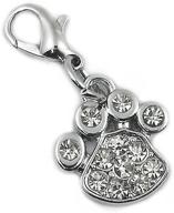 top-selling paw charm with swarovski crystals: convenient lobster clasp for versatile attachment to various items. logo