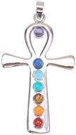 ph pandahall 1pc cross charms 7 chakras natural quartz ✝️ gemstones beads pendant charms point chakra reiki - ankh cross design logo