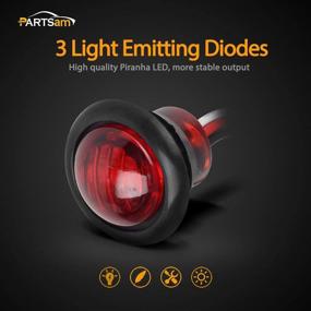 img 3 attached to 5-Pack of Partsam 0.75-Inch LED Side Marker and Clearance Trailer Lights with 3 Wires - Red, 3 LED, Sealed Auxiliary Stop Brake Tail Turn Signal Lights; Hardwired and Equipped with Rubber Grommets