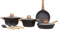 premium non-stick cookware set: 10-piece marble finish in stylish black by kochstelle logo