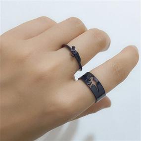 img 1 attached to 🍄 Hollow Out Dinosaur Mushroom Band Ring Set: Perfect Matching Jewelry for Couples & Wedding Parties