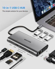 img 3 attached to 🔌 EUASOO 10 in 1 USB C Hub Adapter with 1000M RJ45 Ethernet, 4K HDMI, VGA, USB 3.0 Ports, PD 2.0 Charging Port, Card Reader, Audio Mic for MacBook Pro, Chromebook