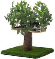 🌳 premium on2 pets cat tree: usa-made, small cat condo & activity tree with realistic leaves in evergreen logo