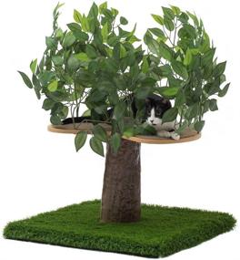 img 4 attached to 🌳 Premium On2 Pets Cat Tree: USA-Made, Small Cat Condo & Activity Tree with Realistic Leaves in Evergreen