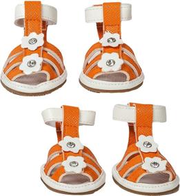 img 4 attached to 🐾 Buckle-Supported Waterproof PVC Pet Sandals - Set of 4