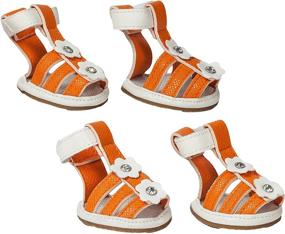 img 1 attached to 🐾 Buckle-Supported Waterproof PVC Pet Sandals - Set of 4