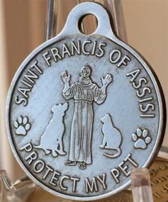 img 1 attached to 🐾 Pet Protection Charm - RecoveryChip Saint Francis of Assisi, Patron Saint of Pets - Pewter Color Dog Cat Tag