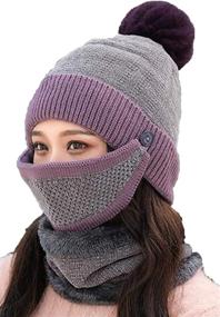 img 4 attached to Winter Beanie Skully Pompom Purple Outdoor Recreation