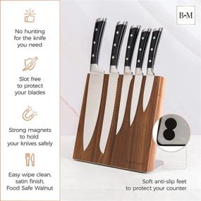 img 1 attached to 🔪 Stylish American Walnut Magnetic Knife Holder Block - Strong Magnets, Knife Protection and Storage Organizer for Your Kitchen Knives