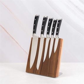 img 3 attached to 🔪 Stylish American Walnut Magnetic Knife Holder Block - Strong Magnets, Knife Protection and Storage Organizer for Your Kitchen Knives