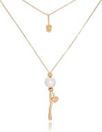 🌙 elegant moon & sand white pearl tie-necklace: gold-plated stainless steel chain, 27.5" length logo