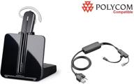 polycom compatible plantronics cs540 voip wireless headset bundle with ehs for ip 335, ip 430, ip 450, ip 550, ip 560, ip 650, ip 670, vvx 300, vvx 310, vvx 400, vvx 410, vvx 500, vvx 600, and vvx 1500 with electronic remote answer, end, and ring alert logo