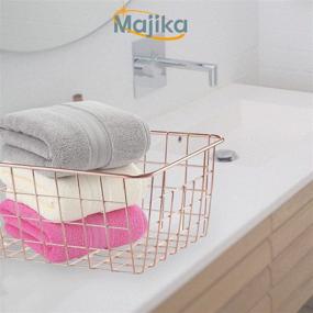 img 2 attached to 🌹 Stylish Rose Gold Baskets: 2 Large & 2 Small Sizes, Ideal for Home and Office Organization - Majika Premier