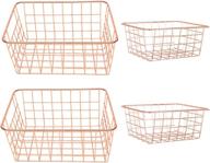 🌹 stylish rose gold baskets: 2 large & 2 small sizes, ideal for home and office organization - majika premier logo