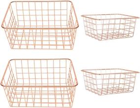 img 4 attached to 🌹 Stylish Rose Gold Baskets: 2 Large & 2 Small Sizes, Ideal for Home and Office Organization - Majika Premier