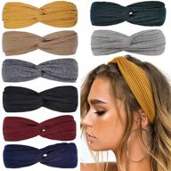 🌸 stylish huachi headbands: twist knotted boho hair bands for women, girls - 8pcs set of stretchy turban plain headwraps - perfect for yoga, workouts & vintage hair accessories logo