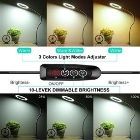 img 2 attached to 🔍 Luminous Clamping Magnifier: LANCOSC LED Desk Lamp with 5X Real Glass Lens, 3 Color Modes, Stepless Dimming, 23" Flexible Gooseneck - Perfect for Sewing, Painting, Reading, Workbench, and Close Work