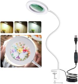 img 4 attached to 🔍 Luminous Clamping Magnifier: LANCOSC LED Desk Lamp with 5X Real Glass Lens, 3 Color Modes, Stepless Dimming, 23" Flexible Gooseneck - Perfect for Sewing, Painting, Reading, Workbench, and Close Work