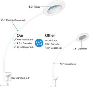 img 3 attached to 🔍 Luminous Clamping Magnifier: LANCOSC LED Desk Lamp with 5X Real Glass Lens, 3 Color Modes, Stepless Dimming, 23" Flexible Gooseneck - Perfect for Sewing, Painting, Reading, Workbench, and Close Work