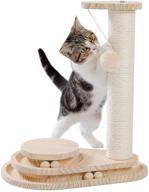 enhance your cat's playtime with the 🐾 made4pets wooden cat scratching post and interactive cat toy logo