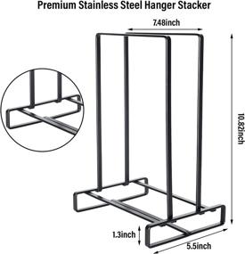 img 3 attached to Органайзер для вешалок из нержавеющей стали 304 для шкафа и прачечной - держатель для хранения вешалок экономии места, 2 шт., стойка-кадди в черном цвете.