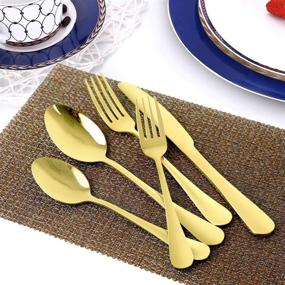 img 2 attached to 🍴 Premium 45-Piece Gold Silverware Set: Elegant Stainless Steel Flatware for 8, Including Serving Set, Cutlery Set | Mirror Polished, Dishwasher Safe by OGORI