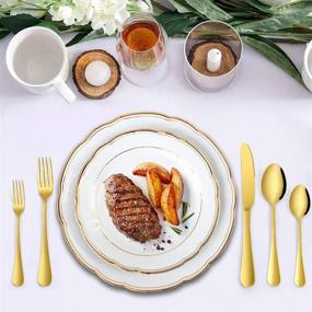 img 3 attached to 🍴 Premium 45-Piece Gold Silverware Set: Elegant Stainless Steel Flatware for 8, Including Serving Set, Cutlery Set | Mirror Polished, Dishwasher Safe by OGORI