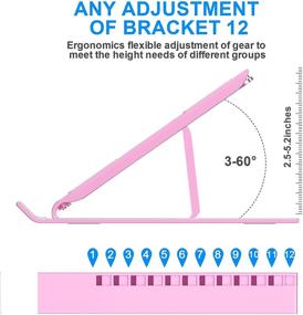 img 2 attached to 🎀 Pink Laptop Stand: Foldable and Portable Notebook Riser with Adjustable Height and Angle - Suitable for All Laptops and Tablets