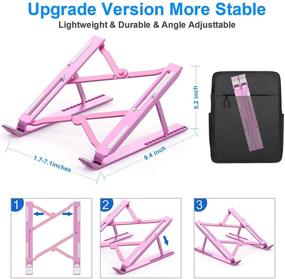 img 3 attached to 🎀 Pink Laptop Stand: Foldable and Portable Notebook Riser with Adjustable Height and Angle - Suitable for All Laptops and Tablets