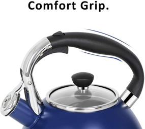 img 1 attached to ☕️ Rorence Stainless Steel Whistling Kettle: 2.6 Quart with Capsule Bottom & Heat-resistant Glass Lid – Navy Blue - Durable and Stylish Tea Pot for Your Kitchen