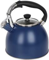 ☕️ rorence stainless steel whistling kettle: 2.6 quart with capsule bottom & heat-resistant glass lid – navy blue - durable and stylish tea pot for your kitchen logo