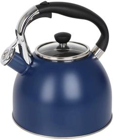 img 4 attached to ☕️ Rorence Stainless Steel Whistling Kettle: 2.6 Quart with Capsule Bottom & Heat-resistant Glass Lid – Navy Blue - Durable and Stylish Tea Pot for Your Kitchen