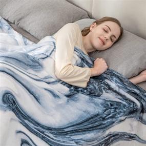 img 2 attached to 🛌 Queen Size Soft Blanket 84x90 inch, MIZZEO Lightweight Flannel Fleece Bed Blanket, Cozy Swirling Marble Print