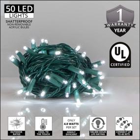 img 3 attached to 🎄 50 LED Cool White Christmas Mini String Light Set - 25 ft Indoor/Outdoor Tree Lights for Christmas, Weddings, and Parties