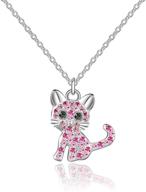 luomart cat birthstone necklaces jewelry for girls - silver plated kitty dog pendant gift set for women, boys, and men logo