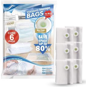 img 4 attached to 🛍️ VELMADE 6-Pack Jumbo Cube Vacuum Storage Bags for Clothes, Bedding, Duvets, Quilts, Pillows, Blankets, Curtains - Space Saver Bags (6 Pcs, 31.5X39.4X15In)